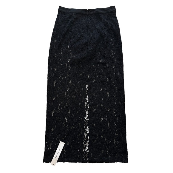 New Reformation Rylee Midi Skirt Black Lace Sheer 0 - Picture 6 of 12